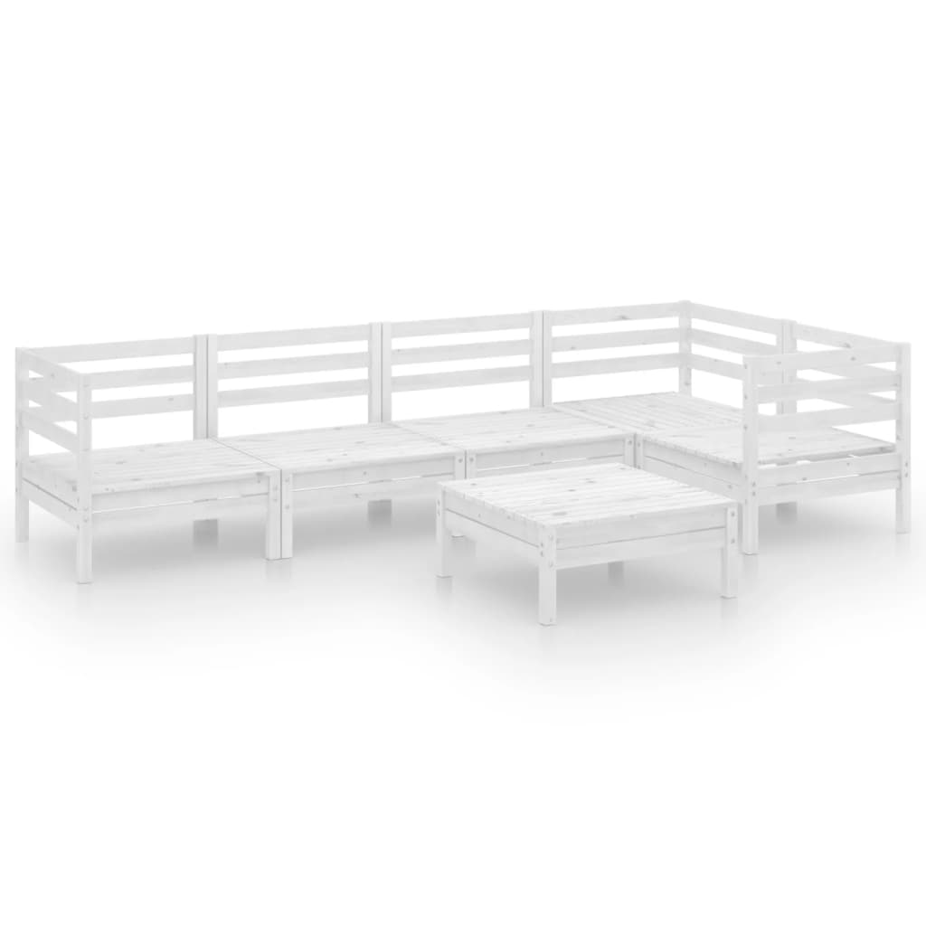 6-tlg. Garten-Lounge-Set Massivholz Kiefer Weiss